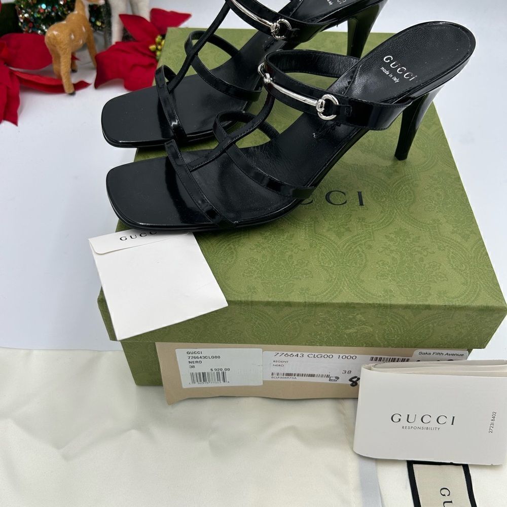 Women’s Gucci, leather Horsebit sandals size 38 made in Italy - Picture 5 of 9